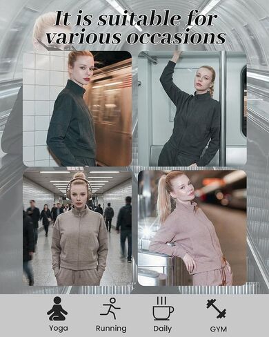 Women's Fleeced Performance Jacket - Full-Zip Stand-Up Collar, Warm Fleece for Winter Daily Wear in Saudi Arabia