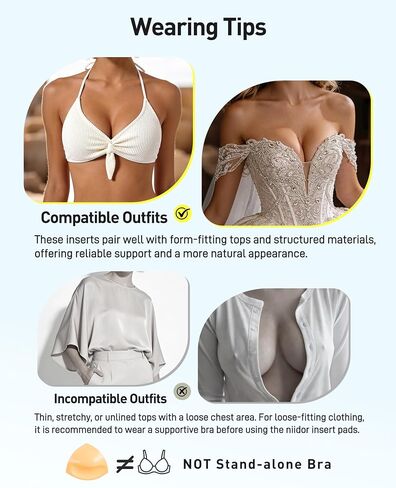 Niidor Triangle Bra Inserts | Double-Sided Sticky Push Up Pads | Thin & Lightweight Adhesive Inserts for Women in Saudi Arabia
