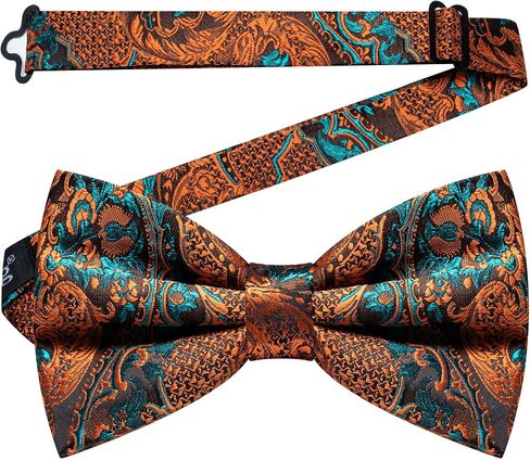 Barry.Wang Mens Pre-Tied Bow Tie Set Paisley Jacquard Woven Adjustable Bowties with Lapel Pin Party Wedding Prom Formal in Kuwait