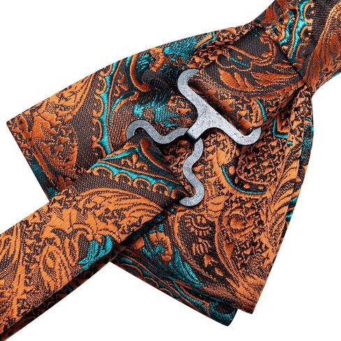 Barry.Wang Mens Pre-Tied Bow Tie Set Paisley Jacquard Woven Adjustable Bowties with Lapel Pin Party Wedding Prom Formal in Kuwait