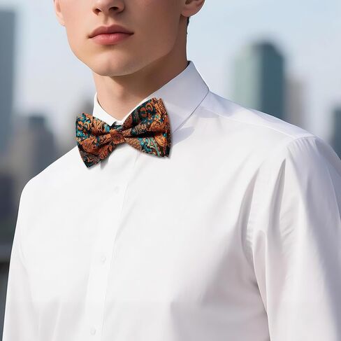 Barry.Wang Mens Pre-Tied Bow Tie Set Paisley Jacquard Woven Adjustable Bowties with Lapel Pin Party Wedding Prom Formal in Kuwait