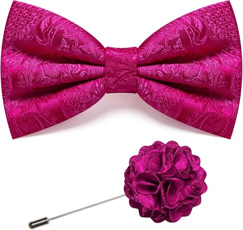 Barry.Wang Mens Pre-Tied Bow Tie Set Paisley Jacquard Woven Adjustable Bowties with Lapel Pin Party Wedding Prom Formal in Kuwait