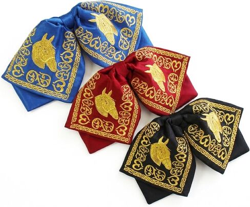 | Set of Three Mexican Bow Ties with Charro Embroidery for Men and Women with Elastic Band | Blue, Red, & Black in Saudi Arabia