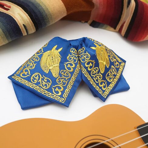 | Set of Three Mexican Bow Ties with Charro Embroidery for Men and Women with Elastic Band | Blue, Red, & Black in Saudi Arabia