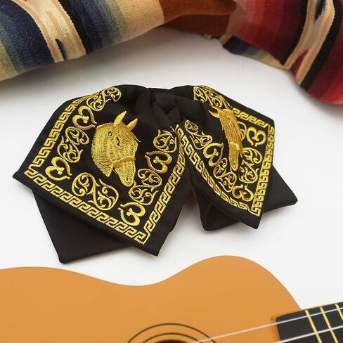 | Set of Three Mexican Bow Ties with Charro Embroidery for Men and Women with Elastic Band | Blue, Red, & Black in Saudi Arabia