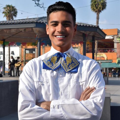 | Set of Three Mexican Bow Ties with Charro Embroidery for Men and Women with Elastic Band | Blue, Red, & Black in Saudi Arabia