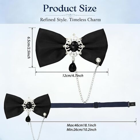 Bow Ties for Men, Adjustable Mens Bow Tie Pre-Tied Bowties Men with Rhinestone Chain for Tuxedo Wedding Party in Kuwait