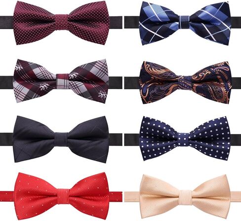 AUSKY 8 PACKS Elegant Adjustable Pre-tied Bow Ties for Men Boys (1&4&5&6&8 Pack for option) in Kuwait