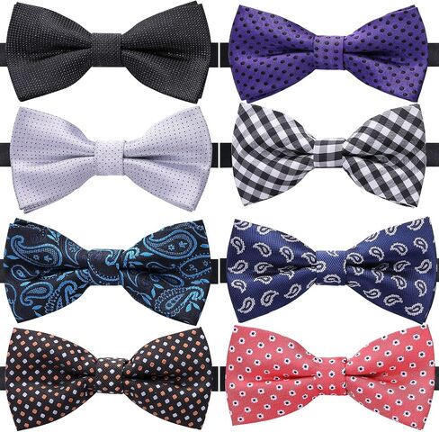 AUSKY 8 PACKS Elegant Adjustable Pre-tied Bow Ties for Men Boys (1&4&5&6&8 Pack for option) in Saudi Arabia
