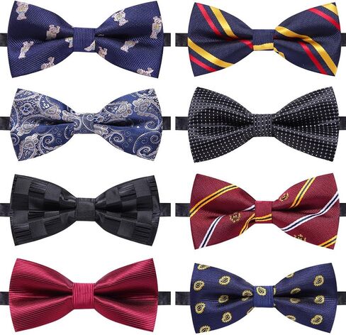 AUSKY 8 PACKS Elegant Adjustable Pre-tied Bow Ties for Men Boys (1&4&5&6&8 Pack for option) in Saudi Arabia