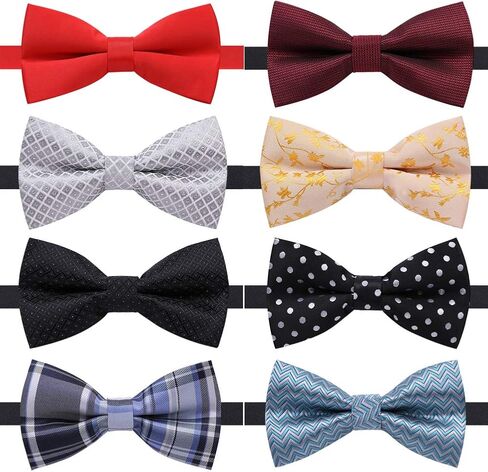 AUSKY 8 PACKS Elegant Adjustable Pre-tied Bow Ties for Men Boys (1&4&5&6&8 Pack for option) in Saudi Arabia