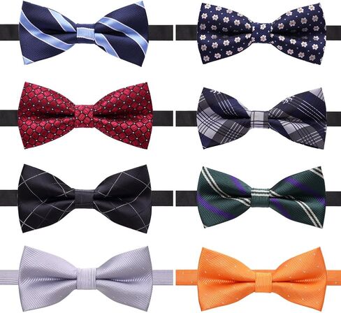 AUSKY 8 PACKS Elegant Adjustable Pre-tied Bow Ties for Men Boys (1&4&5&6&8 Pack for option) in Saudi Arabia