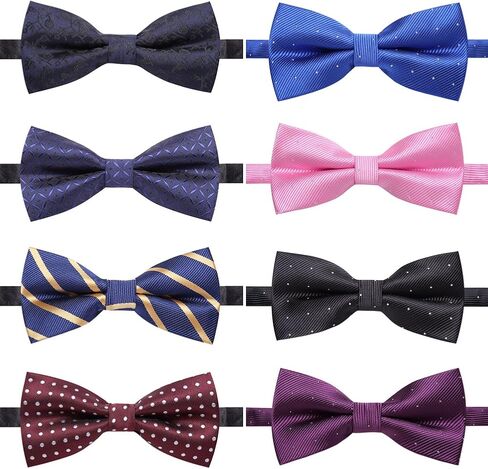 AUSKY 8 PACKS Elegant Adjustable Pre-tied Bow Ties for Men Boys (1&4&5&6&8 Pack for option) in Saudi Arabia
