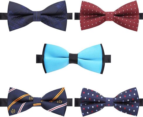 AUSKY 8 PACKS Elegant Adjustable Pre-tied Bow Ties for Men Boys (1&4&5&6&8 Pack for option) in Saudi Arabia