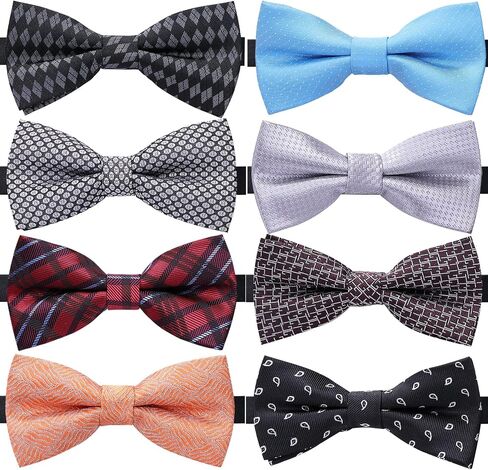 AUSKY 8 PACKS Elegant Adjustable Pre-tied Bow Ties for Men Boys (1&4&5&6&8 Pack for option) in Saudi Arabia