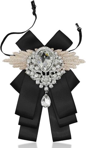 Crystal Mens Bow tie, Sparkle Pre-Tied Satin Bowtie for Women Ribbon Rhinestone Bowties for Shirt Tuxedo Wedding in Kuwait