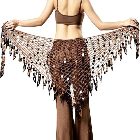 Wuchieal Belly Dance Skirt Hip Scarf Dance Hip Belt Latin Dance Hula Hip Scarf in Kuwait
