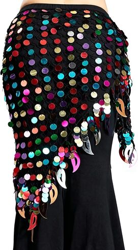 Wuchieal Belly Dance Skirt Hip Scarf Dance Hip Belt Latin Dance Hula Hip Scarf in Kuwait