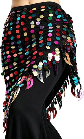 Wuchieal Belly Dance Skirt Hip Scarf Dance Hip Belt Latin Dance Hula Hip Scarf in Kuwait