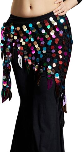 Wuchieal Belly Dance Skirt Hip Scarf Dance Hip Belt Latin Dance Hula Hip Scarf in Kuwait
