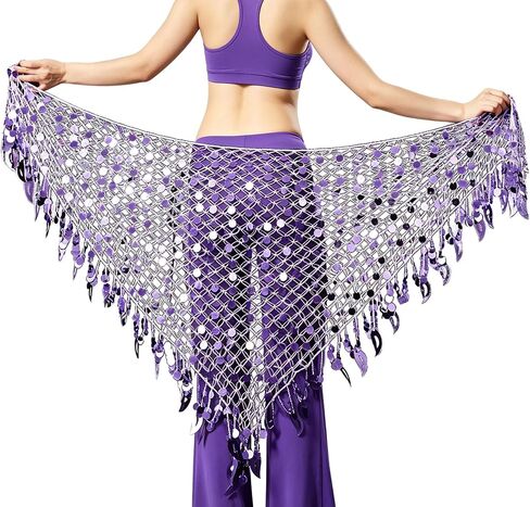 Wuchieal Belly Dance Skirt Hip Scarf Dance Hip Belt Latin Dance Hula Hip Scarf in Kuwait