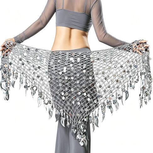 Wuchieal Belly Dance Skirt Hip Scarf Dance Hip Belt Latin Dance Hula Hip Scarf in Kuwait