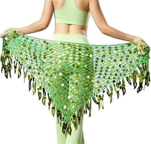 Wuchieal Belly Dance Skirt Hip Scarf Dance Hip Belt Latin Dance Hula Hip Scarf in Kuwait
