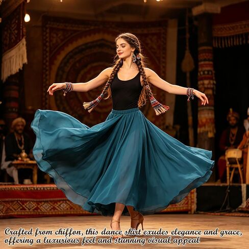 Long Ballet Skirt Women Lyrical Swing Skirts Circle Ankle Length 720 Degree for Party Belly Modern Dance Costume in Kuwait