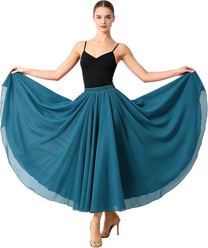 Long Ballet Skirt Women Lyrical Swing Skirts Circle Ankle Length 720 Degree for Party Belly Modern Dance Costume in Kuwait
