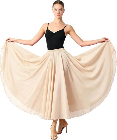 Long Ballet Skirt Women Lyrical Swing Skirts Circle Ankle Length 720 Degree for Party Belly Modern Dance Costume in Kuwait