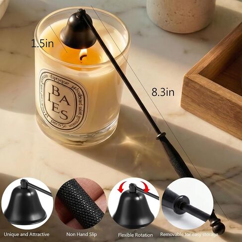 Rovian 2-Pack Candle Snuffer, Anti-Slip Long Handle Candle Extinguisher with 1.5-Inch Wide Swivel Bell for Deep Jar Candles, Matte Black Stainless Steel Wick Flame Stopper in Saudi Arabia