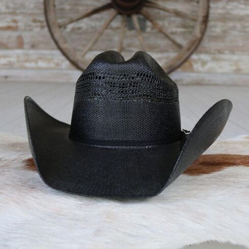قبعة جاستن للرجال 20X Cutter Black Bangora Straw Western Cowboy Hat in Kuwait