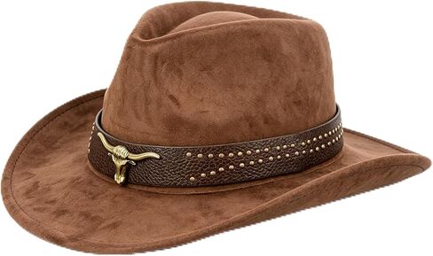 Cowboy Hat for Men and Women Vintage Denim Cattlemans Hat Stylish Unisex Western Hat Durable Soft Comfortable Western Style Accessory (Coffee,Size: M) in Saudi Arabia
