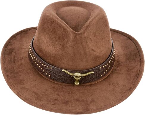 Cowboy Hat for Men and Women Vintage Denim Cattlemans Hat Stylish Unisex Western Hat Durable Soft Comfortable Western Style Accessory (Coffee,Size: M) in Saudi Arabia