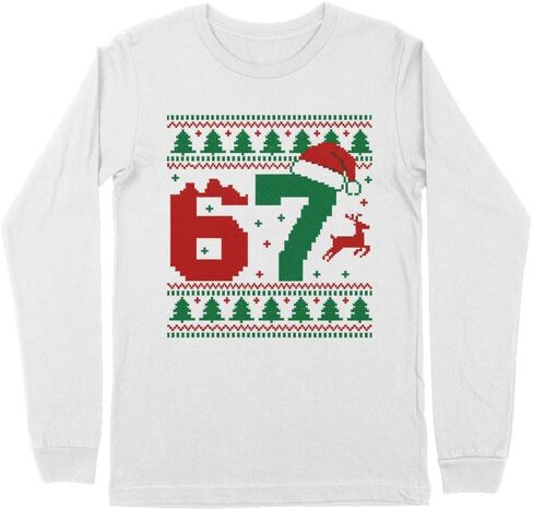 TeesAndTankYou Ugly Sweater 67 عيد الميلاد للأطفال بأكمام طويلة تي شيرت للشباب in Kuwait