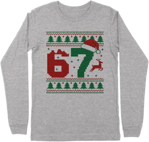TeesAndTankYou Ugly Sweater 67 عيد الميلاد للأطفال بأكمام طويلة تي شيرت للشباب in Kuwait