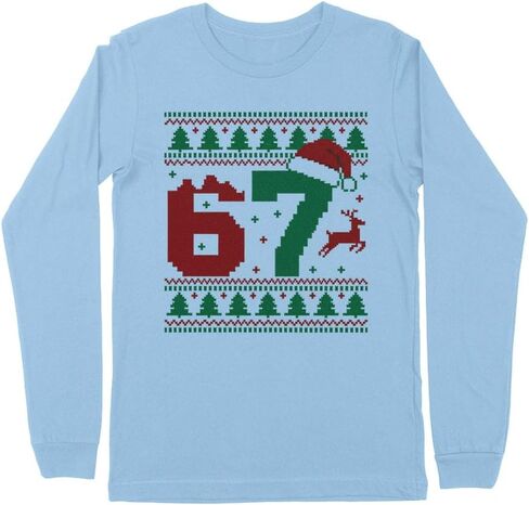 TeesAndTankYou Ugly Sweater 67 عيد الميلاد للأطفال بأكمام طويلة تي شيرت للشباب in Kuwait