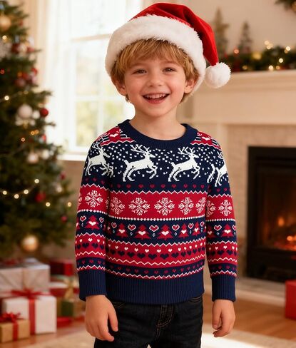 Todler Christmas Sweater Unisex Kids Xmas Ugly Knit Pullover 3-7 Years in Saudi Arabia