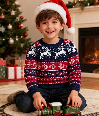 Todler Christmas Sweater Unisex Kids Xmas Ugly Knit Pullover 3-7 Years in Saudi Arabia