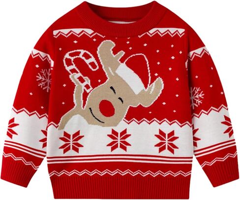 Todler Christmas Sweater Unisex Kids Xmas Ugly Knit Pullover 3-7 Years in Saudi Arabia