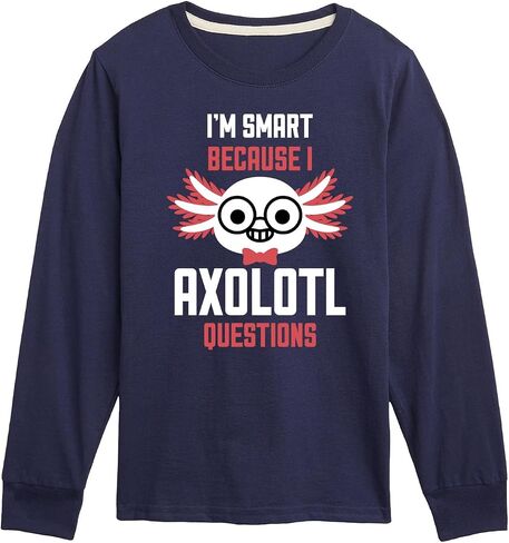 Instant Message - Smart Axolotl Questions - Toddler and Youth Long Sleeve Graphic T-Shirt in Kuwait