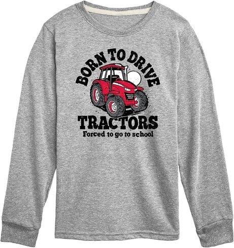 Instant Message - Born to Drive Tractors School - Toddler & Youth Long Sleeve Graphic T-Shirt in Kuwait