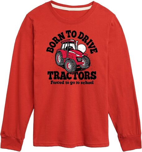 Instant Message - Born to Drive Tractors School - Toddler & Youth Long Sleeve Graphic T-Shirt in Kuwait