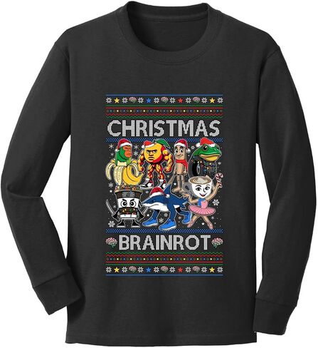 Wild Bobby Christmas Brainrot Ugly Christmas Youth Longsleeve Shirt in Kuwait