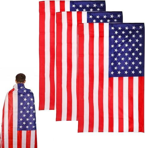 3pcs American Flag Capes, USA Costume Patriotic Flag Cape for Women Men 4th of July Independence Day Cloak for Halloween Carnival Celebration Party Accessories in Saudi Arabia