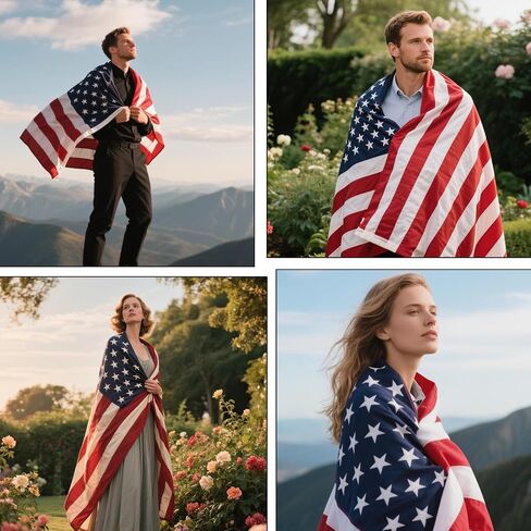 3pcs American Flag Capes, USA Costume Patriotic Flag Cape for Women Men 4th of July Independence Day Cloak for Halloween Carnival Celebration Party Accessories in Saudi Arabia