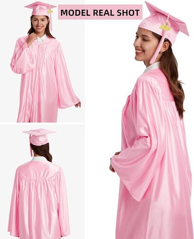 Unisex Shiny Graduation Cap and Gown Tassel Set 2025 2026 for High School and Bachelor in Saudi Arabia