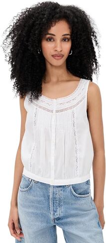 Madewell Women's Lace-Insert Pintuck Sleeveless Top in Saudi Arabia