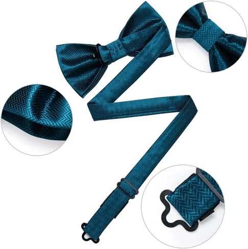 Bow Ties Silk Solid Woven Cravat Cufflinks Hanky Corsage Set for Suit or Tuxedo Man Wedding Knot in Saudi Arabia