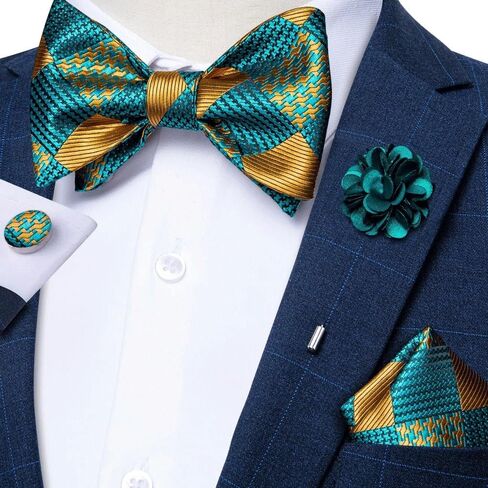 Tie Set Bow Brooch Pin Plaid Wedding Party Bowknot Cravat Gravata Gift in Saudi Arabia